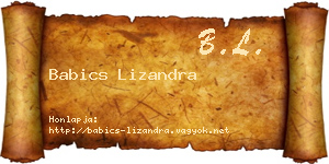 Babics Lizandra névjegykártya